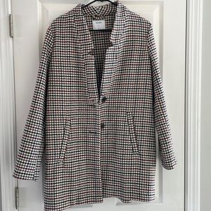 Old Navy Houndstooth Long Lapel Coat Jacket